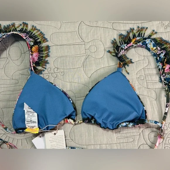 Agua Bendita Rosie Dreamin Bikini Top NWT Size M Beaded Straps - Picture 11 of 12
